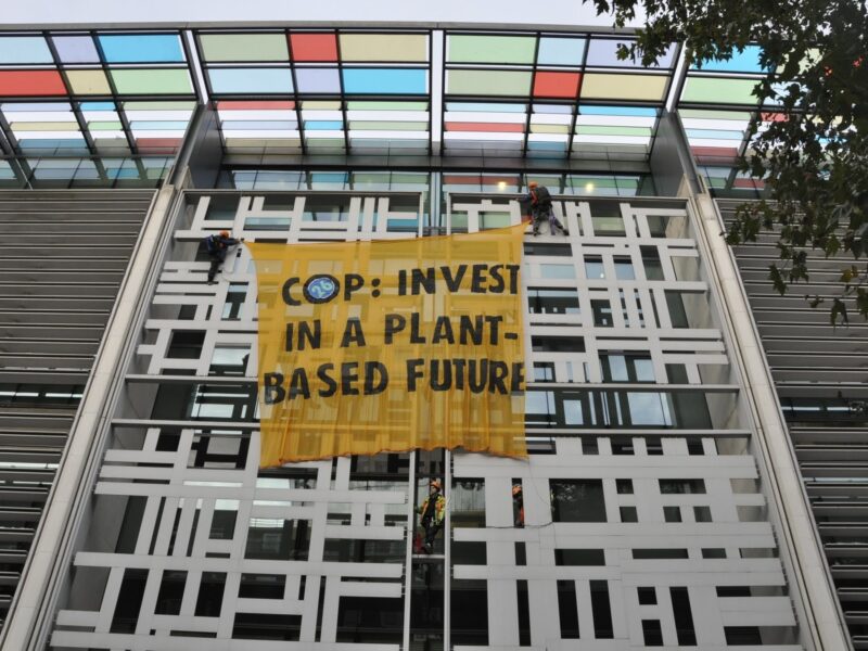 Animal Rebellion Campaigners Scale DEFFRA In Climate Change Protest Ahead Of COP26